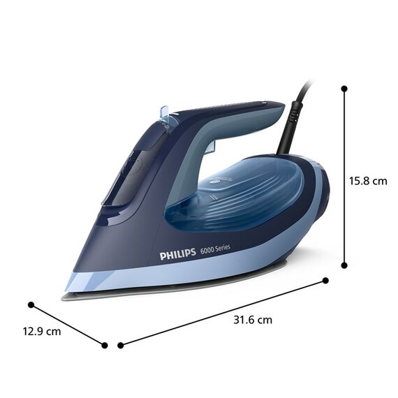 Philips 6000 series DST6120/20 iron Steam iron SteamGlide Plus soleplate 2600 W Blue | Techbox