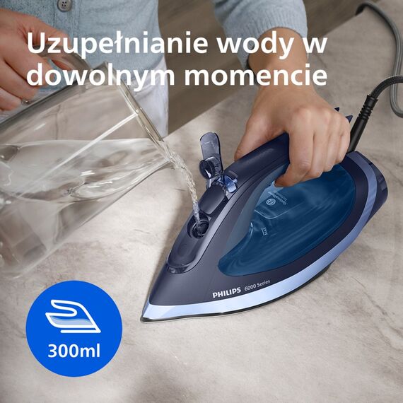 Philips 6000 series DST6120/20 iron Steam iron SteamGlide Plus soleplate 2600 W Blue | Techbox