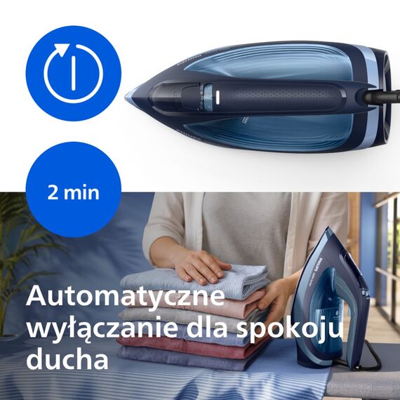 Philips 6000 series DST6120/20 iron Steam iron SteamGlide Plus soleplate 2600 W Blue | Techbox