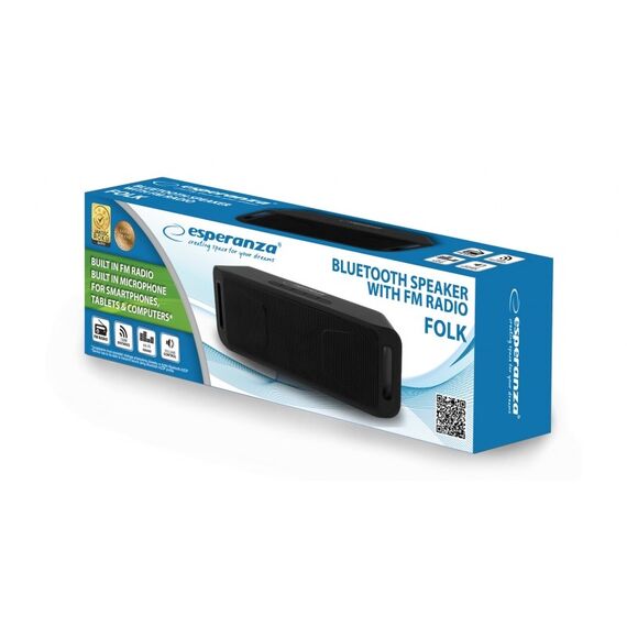 Esperanza FOLK Stereo portable speaker Black 6 W | Techbox