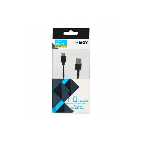 iBox IKUMTC USB cable 1 m USB 3.2 Gen 1 (3.1 Gen 1) USB A USB C Black - Cables & Adapters - Cables & Accessories - Techbox