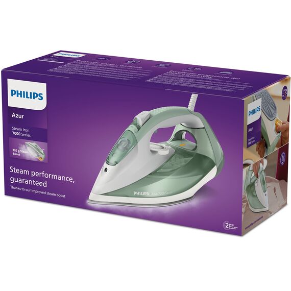 Philips 7000 series DST7012/70 iron Steam iron SteamGlide Plus soleplate 2600 W Green, Grey - Steam Irons - Home - Techbox