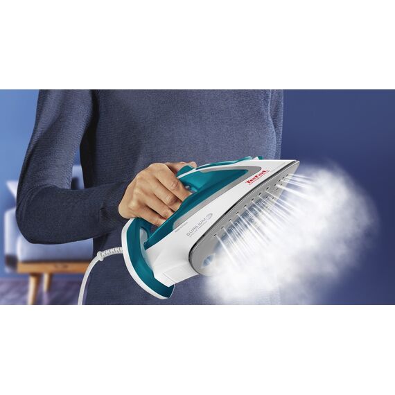 Tefal EasyGliss Plus FV5718 iron Dry & Steam iron Durilium soleplate 2400 W Turquoise, White - Steam Irons - Home - Techbox