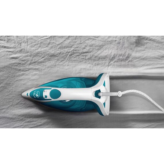 Tefal EasyGliss Plus FV5718 iron Dry & Steam iron Durilium soleplate 2400 W Turquoise, White - Steam Irons - Home - Techbox