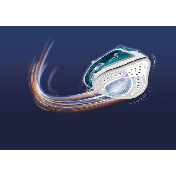 Tefal EasyGliss Plus FV5718 iron Dry & Steam iron Durilium soleplate 2400 W Turquoise, White - Steam Irons - Home - Techbox