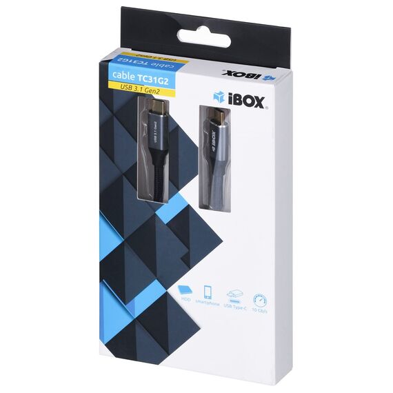 I-BOX USB C/USB C, 50 cm USB cable 3.2 Gen 2 (3.1 Gen 2) Black - USB Cables - Cables & Adapters - Techbox