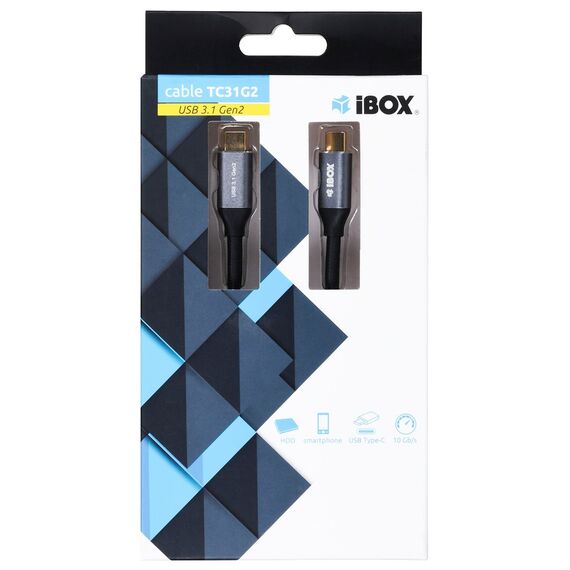 I-BOX USB C/USB C, 50 cm USB cable 3.2 Gen 2 (3.1 Gen 2) Black - USB Cables - Cables & Adapters - Techbox