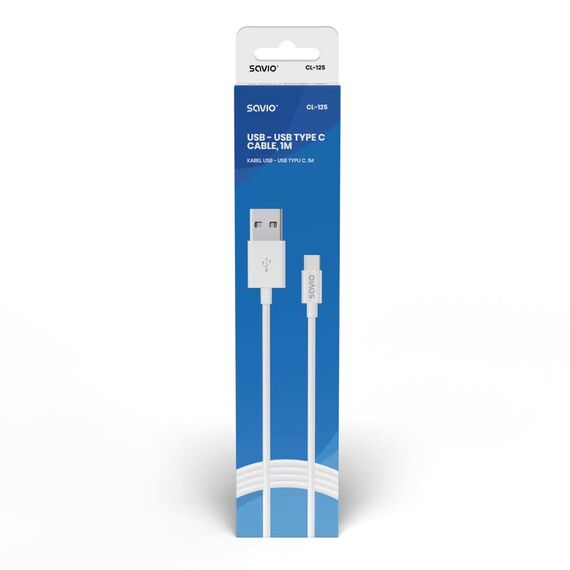 Savio CL-125 USB cable USB 2.0 1 m USB A USB C White | Techbox