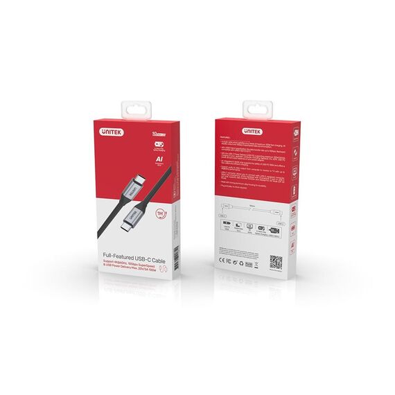 UNITEK C14082ABK USB cable USB 3.2 Gen 2 (3.1 Gen 2) 1 m USB C Black - Cables & Adapters - Cables & Accessories - Techbox