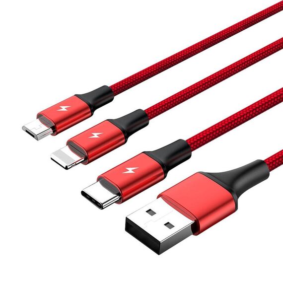 UNITEK C4049RD USB cable 1.2 m USB A USB C/Micro-USB B/Lightning Red | Techbox