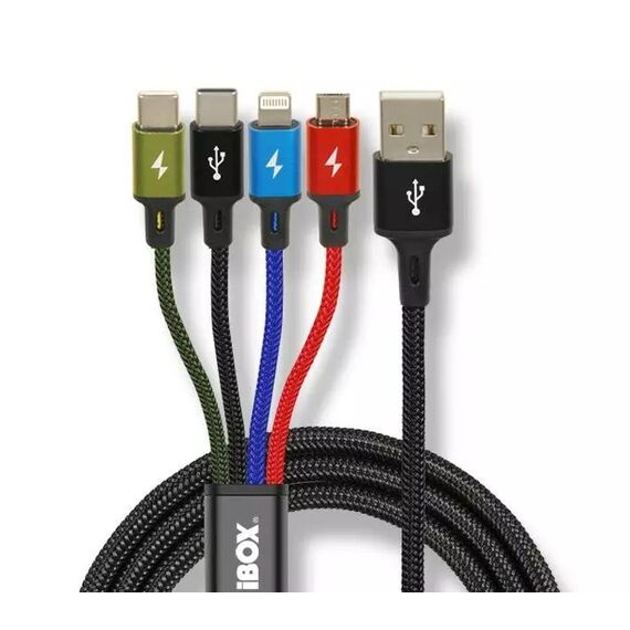Universal 4 in 1 charging cable I-BOX USB IKUM4W1 | Techbox