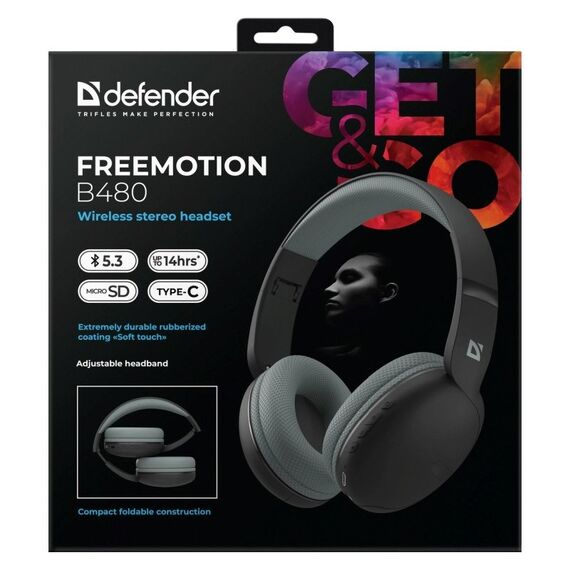 HEADPHONES DEFENDER BLUETOOTH FREEMOTION B480 BLACK | Techbox