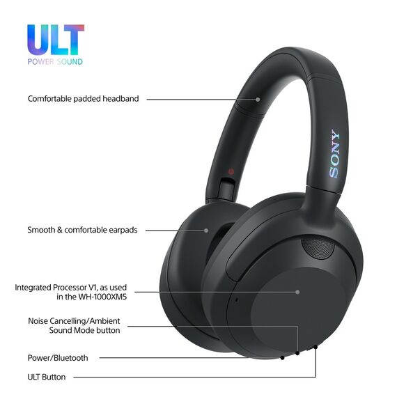 Sony ULT WEAR - Wireless Bluetooth Headphones with ULT POWER SOUND, Ultimate Deep Bass, Noise Cancelling, Clear Call Quality, Up to 30hr Battery Life, IOS & Android | Techbox