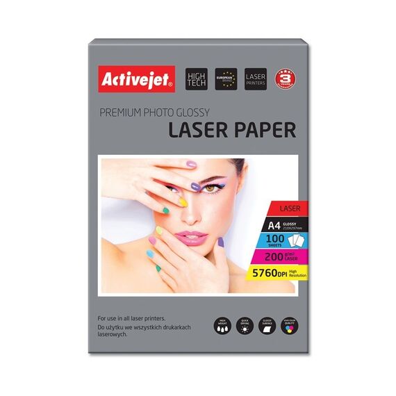 Activejet AP4-200G100L photo paper for laser printers; A4; 100 pcs - Printing Papers - Consumables - Techbox