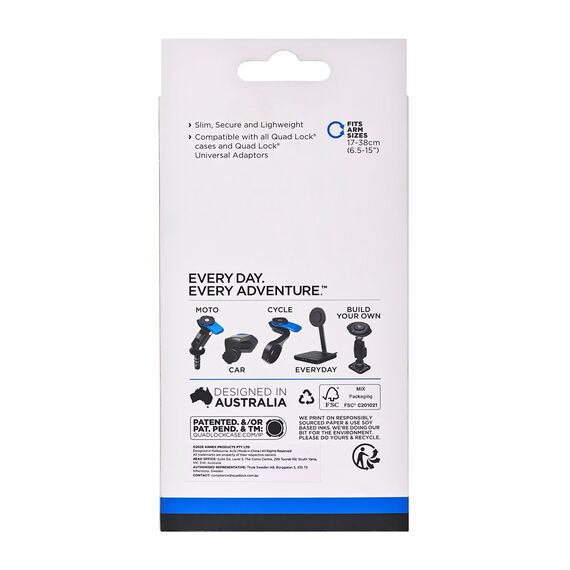 Quad Lock QLM-ARM Holder Mobile phone/Smartphone Black, Blue - Smartphone Holders - Smartphones - Techbox