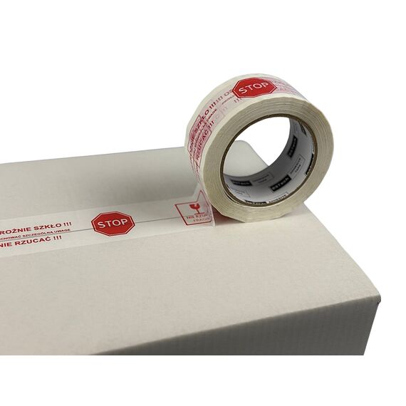 BSTech tape adhesive with print 48x100m "Careful glass" - Various Supplies - Office Supplies - Techbox