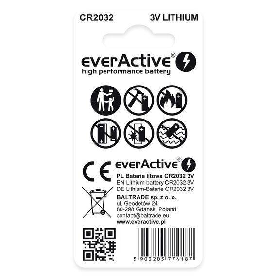 Lithium batteries everActive CR2032 - blister 2 pcs | Techbox