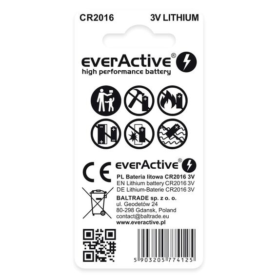Lithium batteries mini everActive CR2016 blister 2 pcs. - Batteries & Chargers - Consumables - Techbox