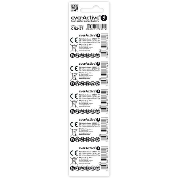 Lithium battery everActive CR2477 - blister 5 pcs. | Techbox
