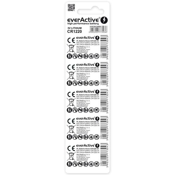 Lithium battery mini everActive CR1220 - blister 5 pcs. | Techbox