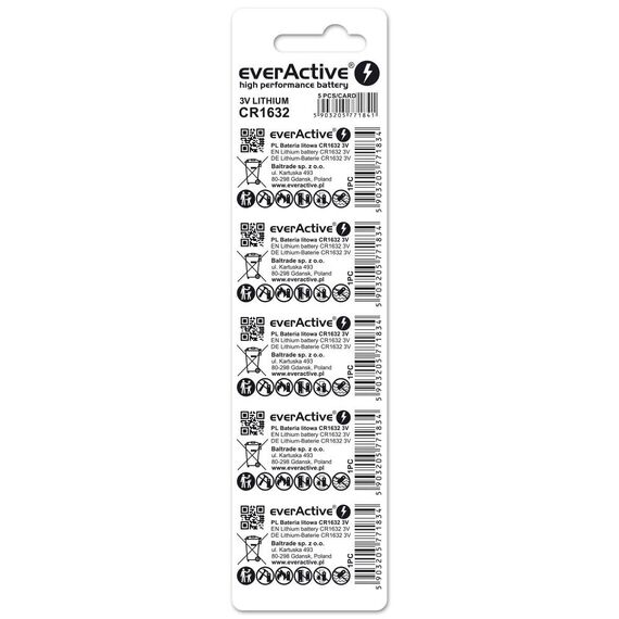 Lithium battery mini everActive CR1632 5 pcs. - Batteries & Chargers - Consumables - Techbox