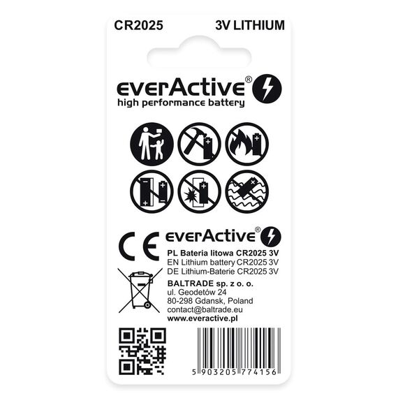 Lithium battery mini everActive CR2025 - blister 2 pcs. | Techbox