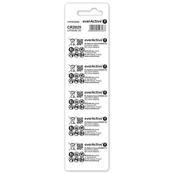 Lithium battery mini everActive CR2025 - blister 5 pcs. | Techbox