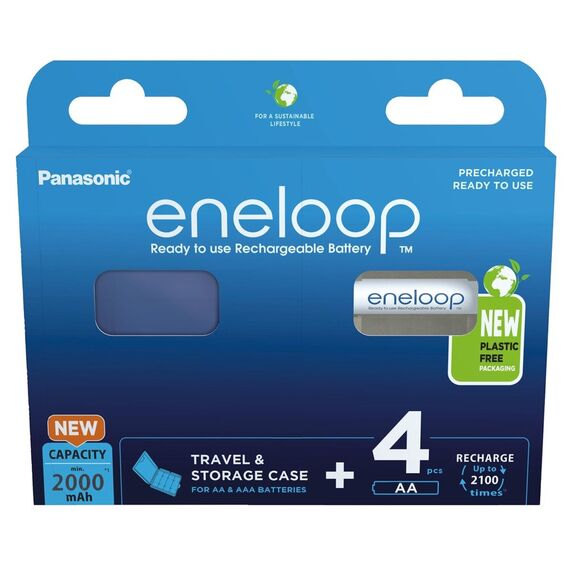 Rechargeable batteries PANASONIC ENELOOP AA 2000 mAh 4 szt + case (BK-3MCDE/4CP+CASE) - Batteries & Chargers - Consumables - Techbox