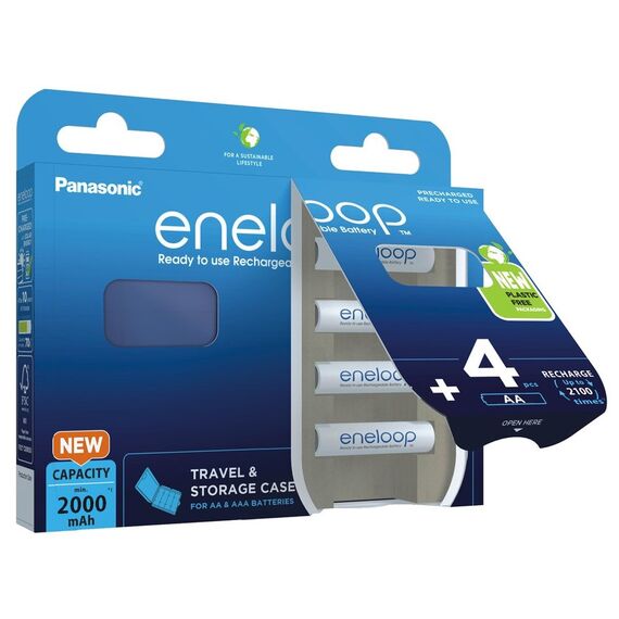 Rechargeable batteries PANASONIC ENELOOP AA 2000 mAh 4 szt + case (BK-3MCDE/4CP+CASE) - Batteries & Chargers - Consumables - Techbox