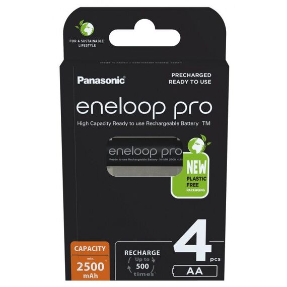 Rechargeable batteries PANASONIC ENELOOP PRO AA 2500 mAh 4 szt (BK-3HCDE/4CP) - Batteries & Chargers - Consumables - Techbox