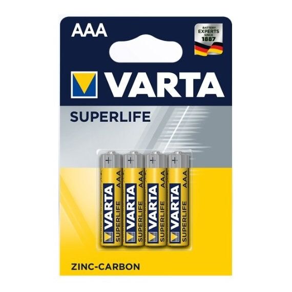 Battery Set zinc-carbon VARTA Superlife R03 AAA (Zn-C; x 4) - Batteries & Chargers - Consumables - Techbox
