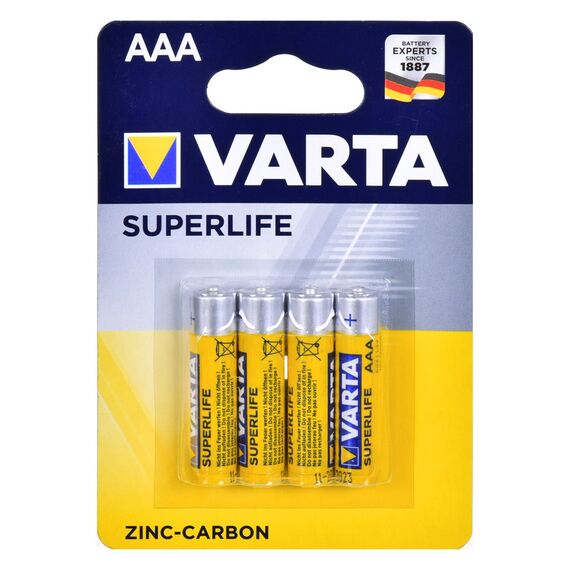 Battery Set zinc-carbon VARTA Superlife R03 AAA (Zn-C; x 4) - Batteries & Chargers - Consumables - Techbox