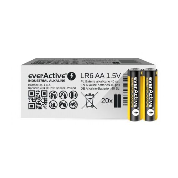 Alkaline batteries everActive Industrial Alkaline LR6 AA  - carton box 40 pcs | Techbox