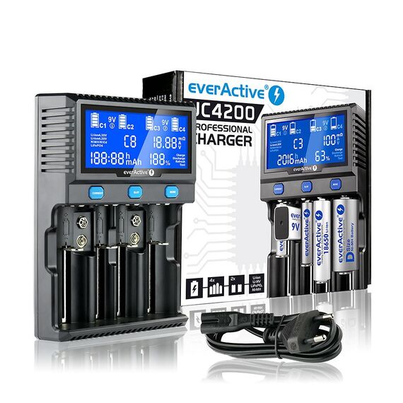 Charger for cylindrical Li-ion and Ni-MH batteries everActive UC-4200 - Batteries & Chargers - Consumables - Techbox