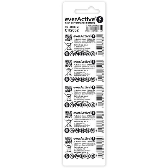 Lithium batteries everActive CR2032 - blister 5 pcs | Techbox