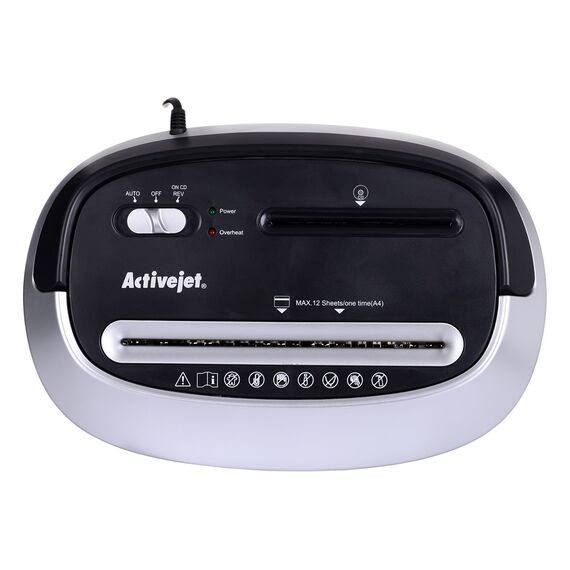 Shredder Activejet ASH-1201D, P-3, 25 l, 5x38 mm shreds, black and silver. | Techbox
