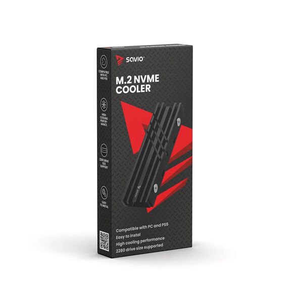 SAVIO Cooling for M.2 NVME 2280 drives, AK-60, Black | Techbox