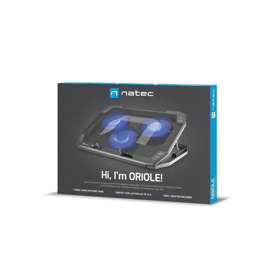 NATEC Laptop Cooling Pad Oriole 15.6-17.3inch LED notebook cooling pad 43.9 cm (17.3") | Techbox