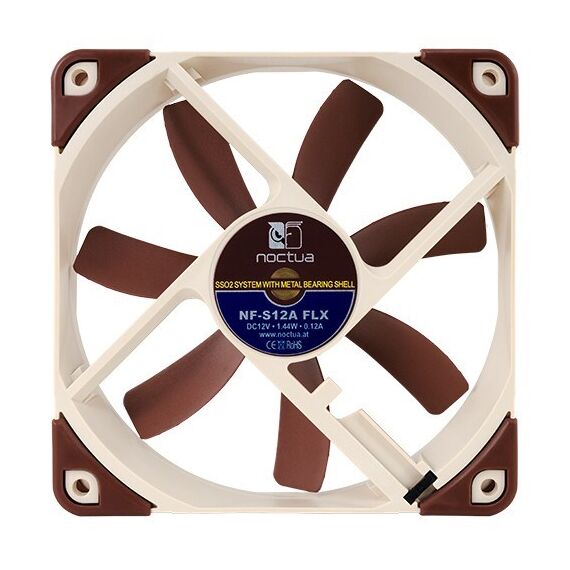 Noctua NF-S12A FLX Computer case Fan 12 cm Beige, Brown - Fans - PC Cases & Accessories - Techbox