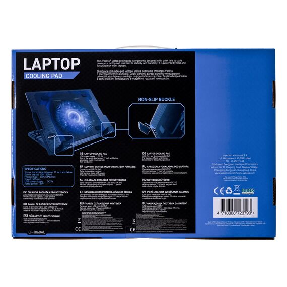 Vakoss LF-1860AL laptop cooling pad 43.2 cm (17") Black | Techbox