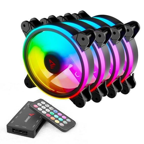 SAVIO FAN-01 4-pack 120mm ARGB fan including controller and remote control - Fans - PC Cases & Accessories - Techbox