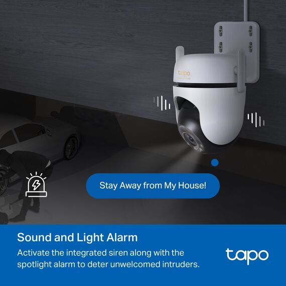 TP-Link Outdoor Pan/Tilt Security Wi-Fi Camera SPEC: 3K 5MP (2880x1620), 2.4 GHz, 2 × External Antennas, 1 × Ethernet Port, Horizontal 360º | Techbox