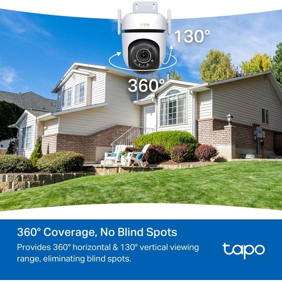TP-Link Outdoor Pan/Tilt Security Wi-Fi Camera SPEC: 3K 5MP (2880x1620), 2.4 GHz, 2 × External Antennas, 1 × Ethernet Port, Horizontal 360º | Techbox