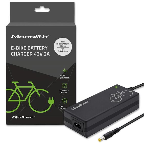 Qoltec 50761 Charger for e-bike batteries 36V | 42V | 2A | 5.5*2.5 | Techbox