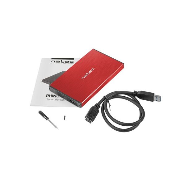 NATEC HDD ENCLOSURE RHINO GO (USB 3.0, 2.5", RED) | Techbox