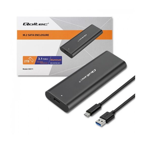 Qoltec 50312 storage drive enclosure SSD enclosure Black M.2 | Techbox