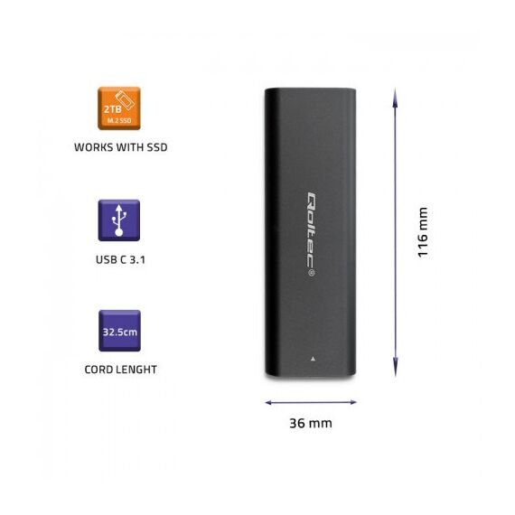Qoltec 50312 storage drive enclosure SSD enclosure Black M.2 | Techbox