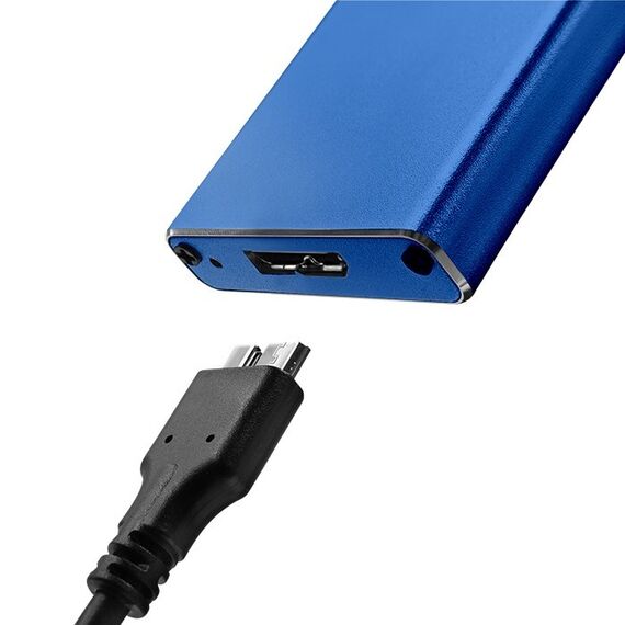 Qoltec 51832 Enclosure | M.2 SSD drive | SATA | NGFF| USB 3.0 | Super speed 5Gb/s | 2TB | Blue - Cases & Accessories - Hard Drives - Techbox