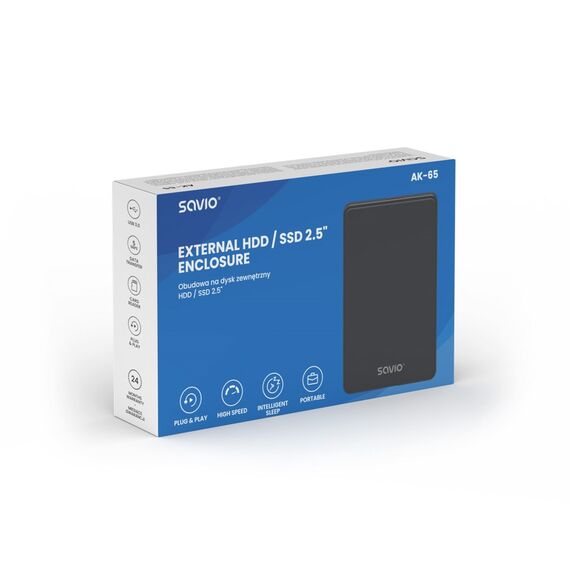 Savio 2.5" External HDD/SDD enclosure, USB 3.0, AK-65 | Techbox