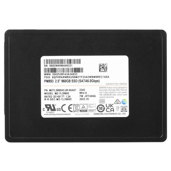 SSD Samsung PM893 960GB SATA 2.5" MZ7L3960HCJR-00A07 (DWPD 1) | Techbox